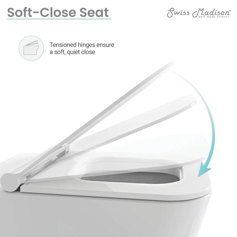 Concorde Square White Ceramic Back-to-Wall Toilet with Soft Close Seat
