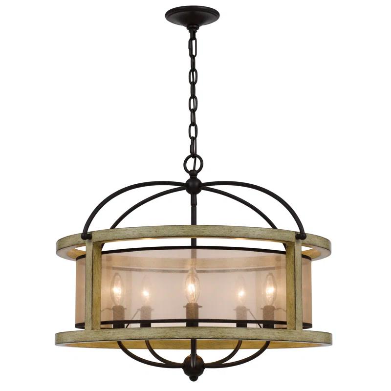 5 - Light Dimmable Lantern Drum Chandelier