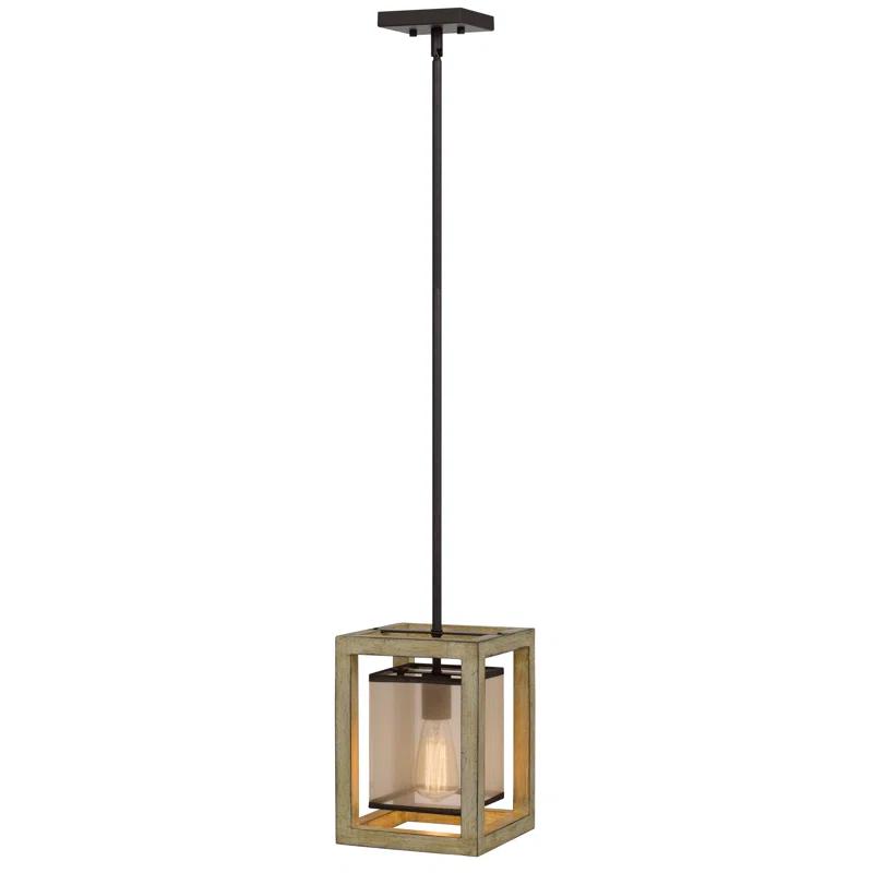 1 - Light Rubberwood Lantern Pendant
