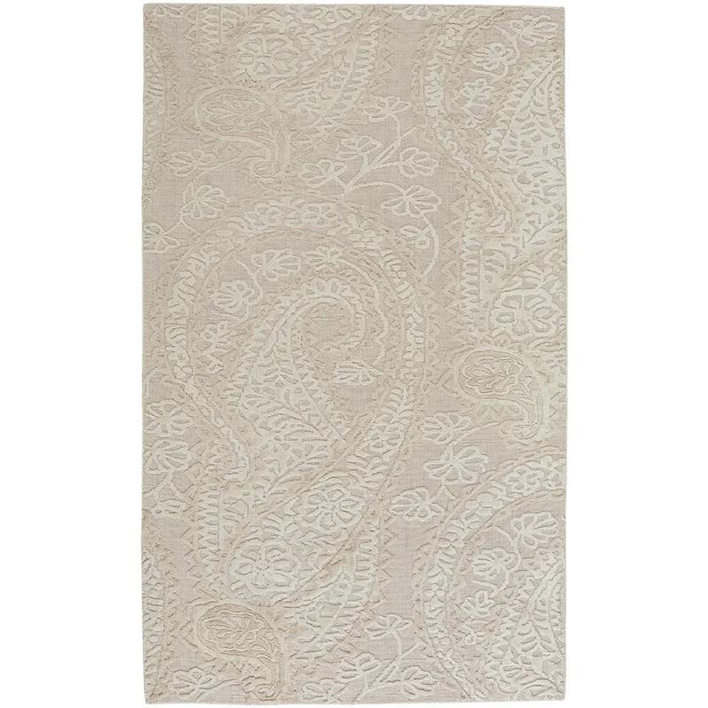 Ivory Elegance 60'' x 36'' Handwoven Wool-Viscose Area Rug