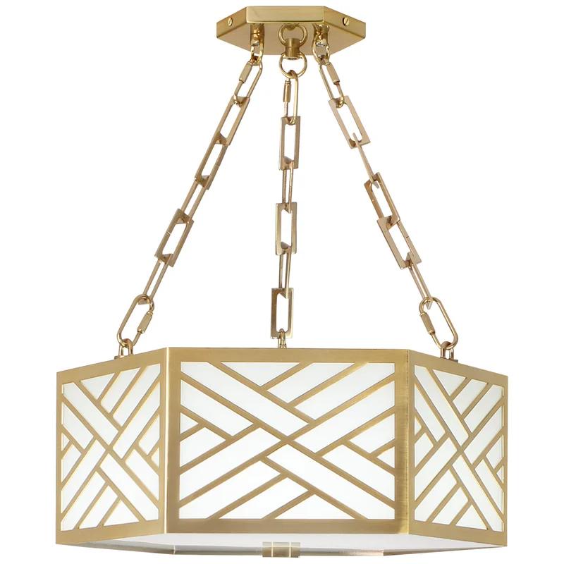 Modern Brass 14.75" Drum LED Semi Flush Mount Ceiling Light