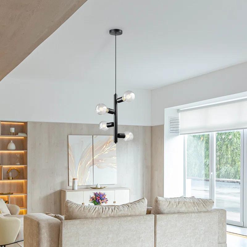 4 - Light Dimmable Sputnik Modern Linear Chandelier