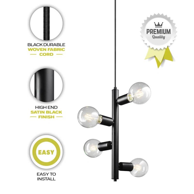 4 - Light Dimmable Sputnik Modern Linear Chandelier