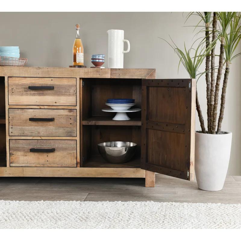 Norman Reclaimed Pine 3-Drawer Sideboard in Distressed Finish