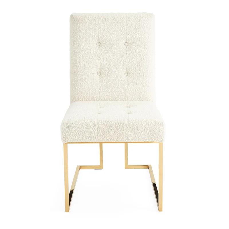 Olympus Oatmeal Upholstered Velvet Side Chair with Brass Finish