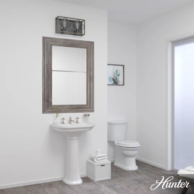 Hunter Fan Gablecrest 2 Light Flush Mount Bathroom Vanity Light Fixture