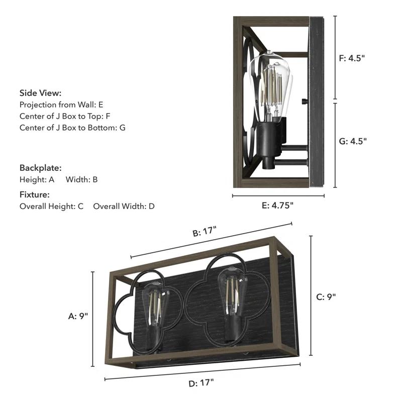 Hunter Fan Gablecrest 2 Light Flush Mount Bathroom Vanity Light Fixture