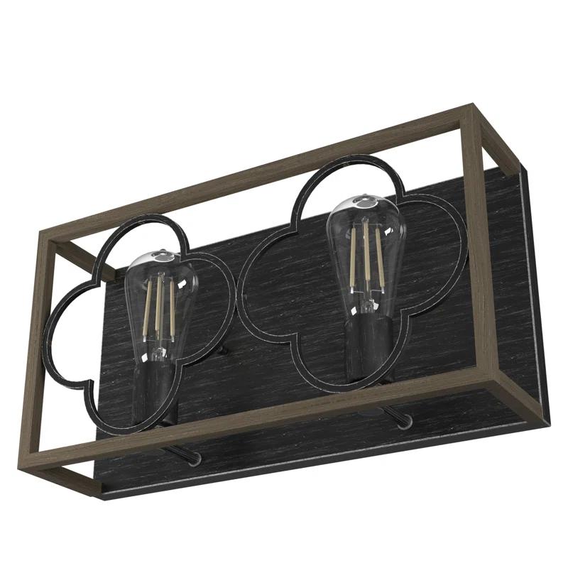 Gablecrest French Oak & White Iron 2-Light Bathroom Vanity Fixture