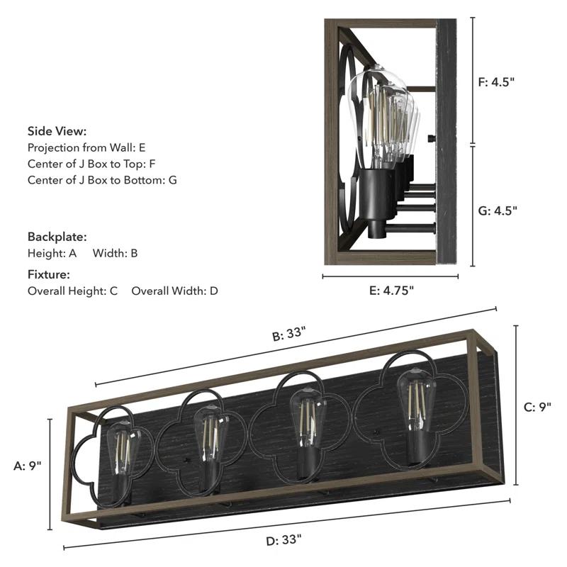 Gablecrest 4 Light  Flush Mount Bathroom Vanity Wall Light Fixture