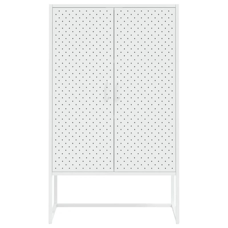 Modern White Steel Highboard Storage Cabinet with Adjustable Levellers