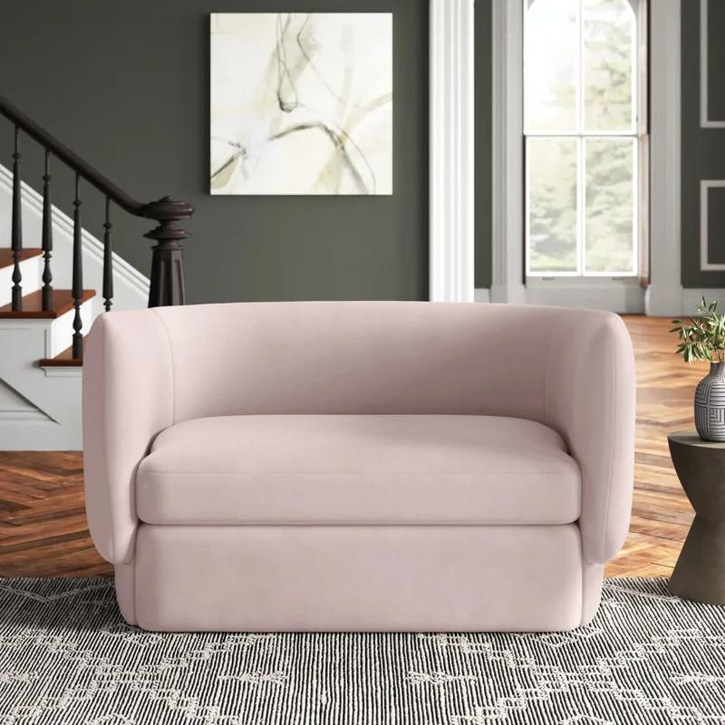 63'' Blush Velvet Round Arm Loveseat