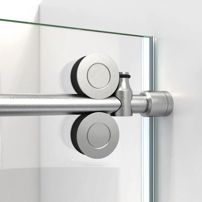 DreamLine Enigma-CXO 56-60 in. W x 76 in. H Fully Frameless Sliding Shower Door in Brushed Stainless