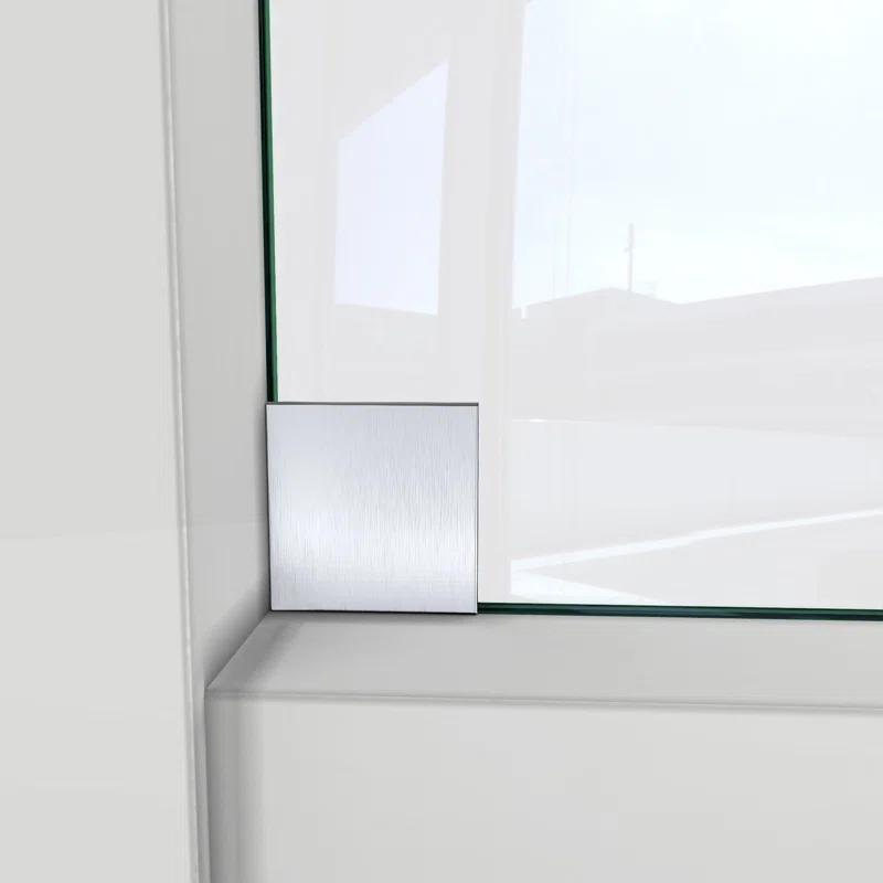 DreamLine Enigma-CXO 56-60 in. W x 76 in. H Fully Frameless Sliding Shower Door in Brushed Stainless