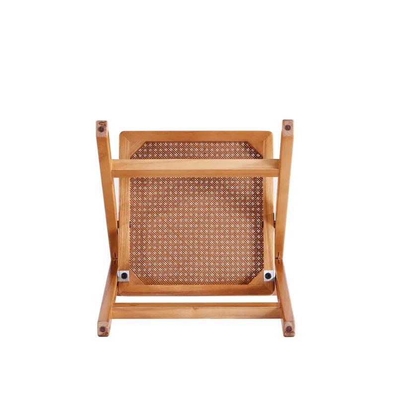 Natural Wood and Cane Folding Side Chair Set