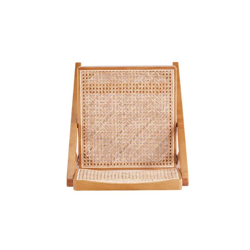 Natural Wood and Cane Folding Side Chair Set