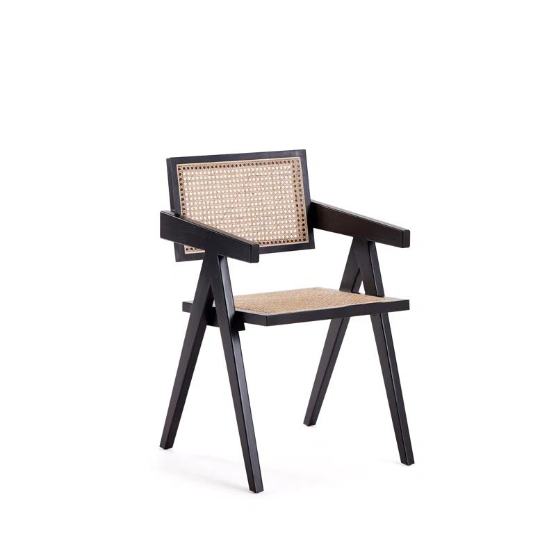 Hamlet Black and Natural Cane A-Frame Armchair