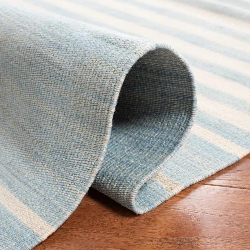 Coastal Stripe Handwoven Blue Wool 2' x 3' Area Rug