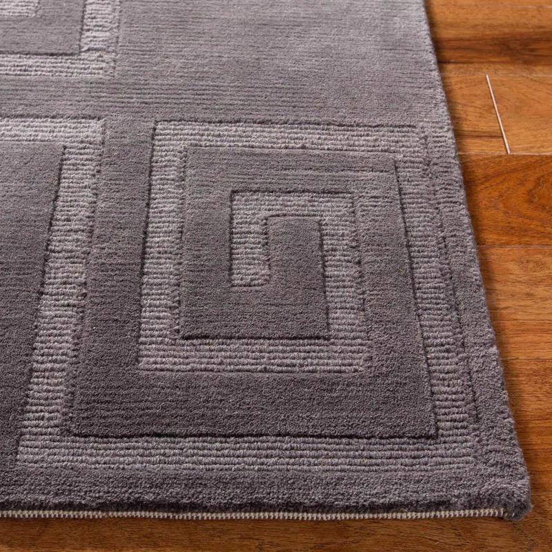 Medium Slate Tonal Geometric Wool Area Rug