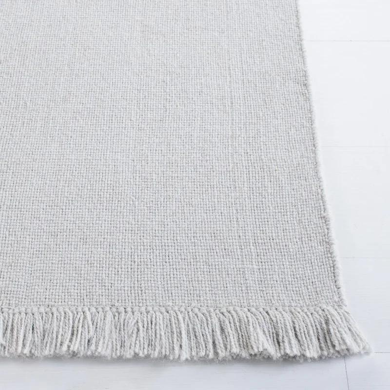 Elegant Gray 9' x 12' Hand-Knotted Wool and Cotton Area Rug