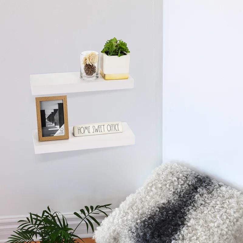 Elegant White Floating Mantel Wall Shelf Set
