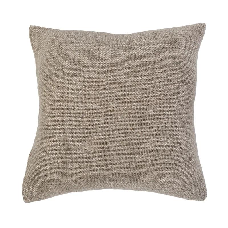 Hendrick Sand Linen 20" Handwoven Reversible Throw Pillow