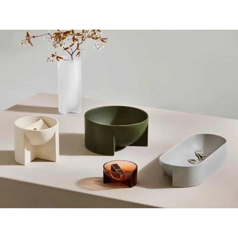 Philippe Malouin 14.57'' Handmade Ceramic Oval Decorative Bowl in Light Gray