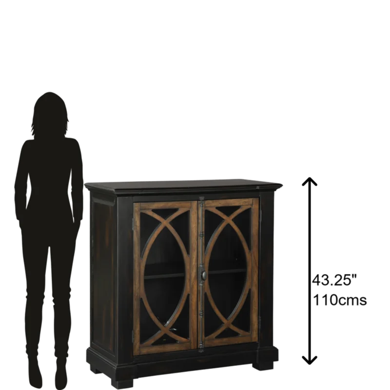 Darci Two-Door Mahogany Entertainment Cabinet with Antique Brass Latch