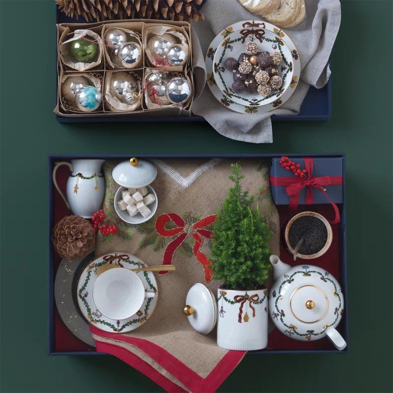 Star Fluted Christmas Cream-Colored Bone China Creamer