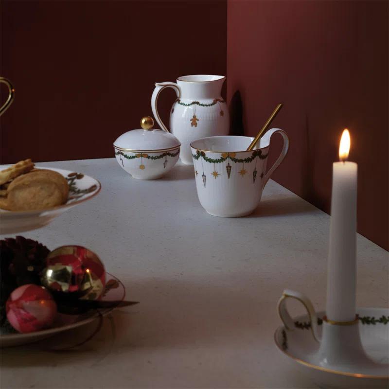 Star Fluted Christmas Cream-Colored Bone China Creamer