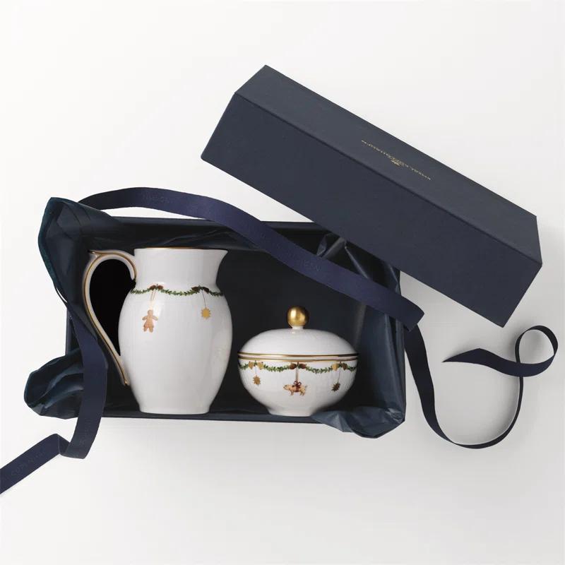 Star Fluted Christmas Cream-Colored Bone China Creamer