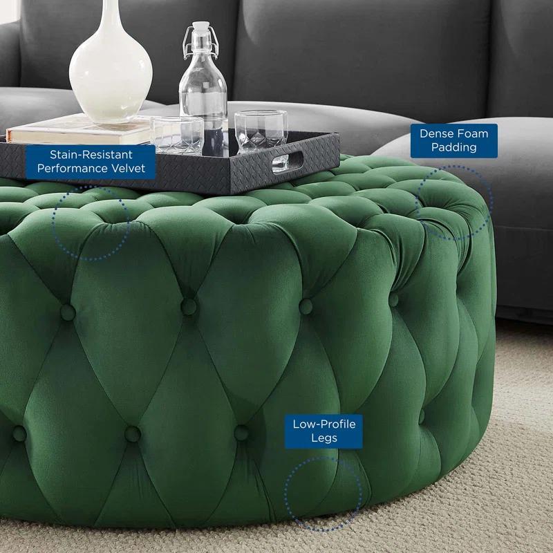 Modway Modway Amour Tufted Button Large Round Performance Velvet Ottoman