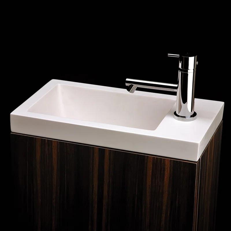 Matte White Solid Surface Rectangular Drop-In Bathroom Sink