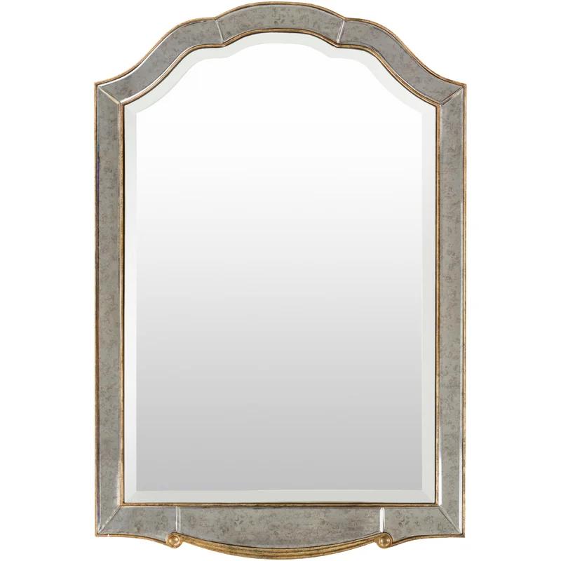 Champagne Trim Aged Silver Full-Length Beveled Wall Mirror