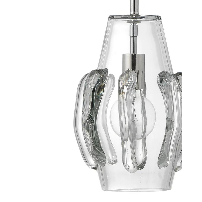 Clear Glass and Silver Single Pendant Light