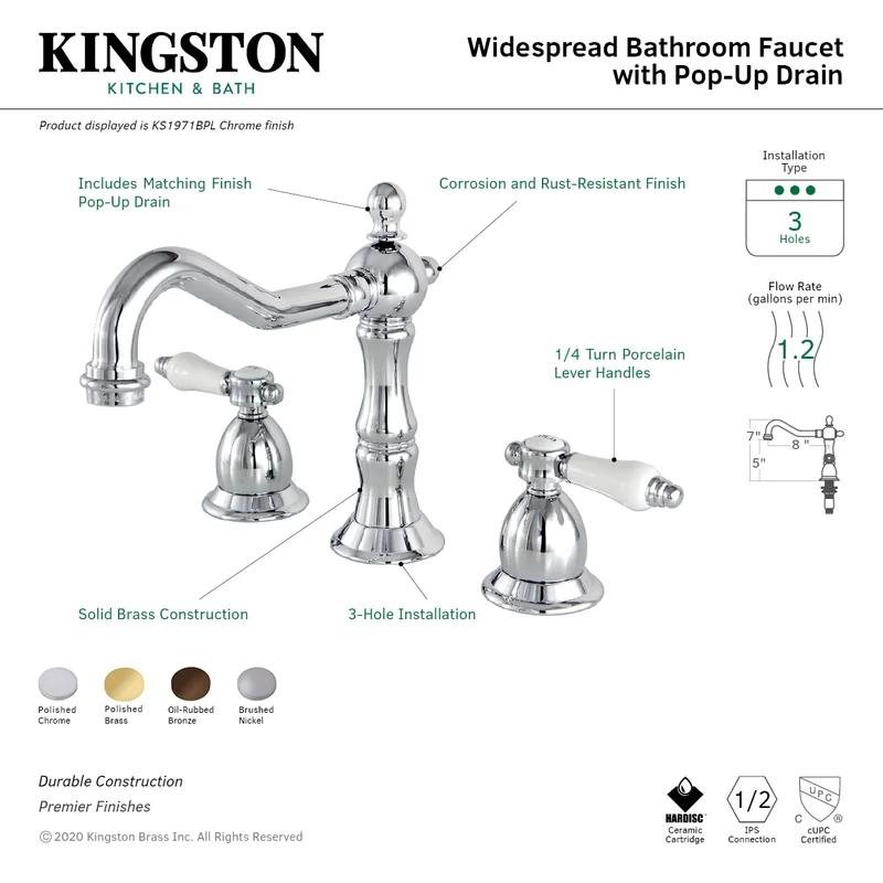 Bel-Air Traditional Polished Brass 8-Inch Widespread Bathroom Faucet