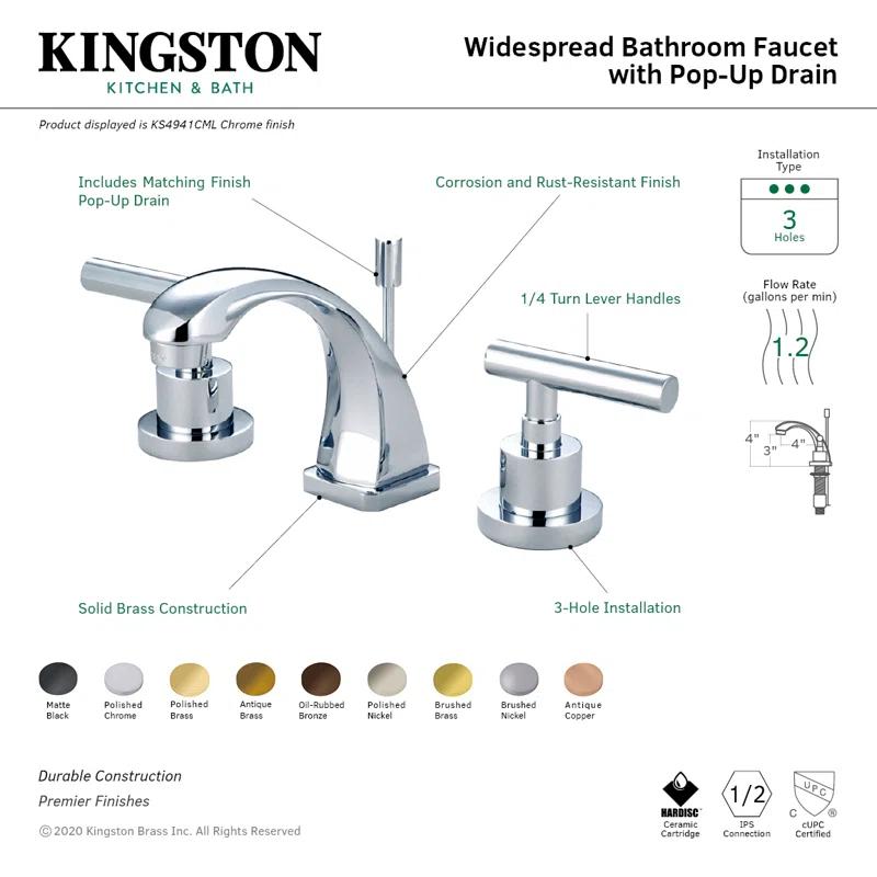 Manhattan Brushed Nickel Modern Widespread Bathroom Faucet