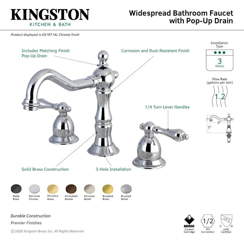 Heritage Elegance 8-Inch Polished Brass Widespread Bathroom Faucet