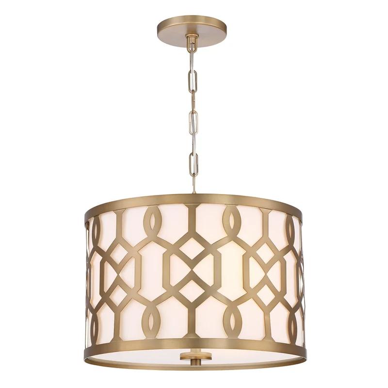 Aged Brass Elegance 5-Light Chandelier with White Silk Shade