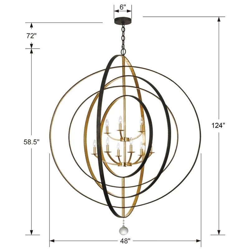 Luna English Bronze & Antique Gold 9-Light Sphere Chandelier