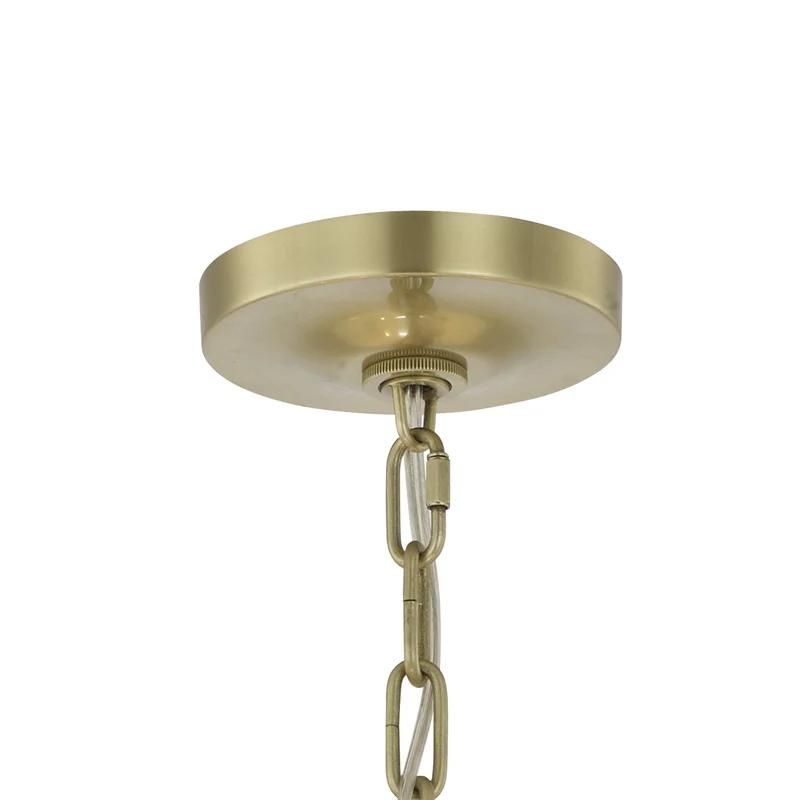 Mini Baxter Aged Brass 4-Light Chandelier with White Silk Shade