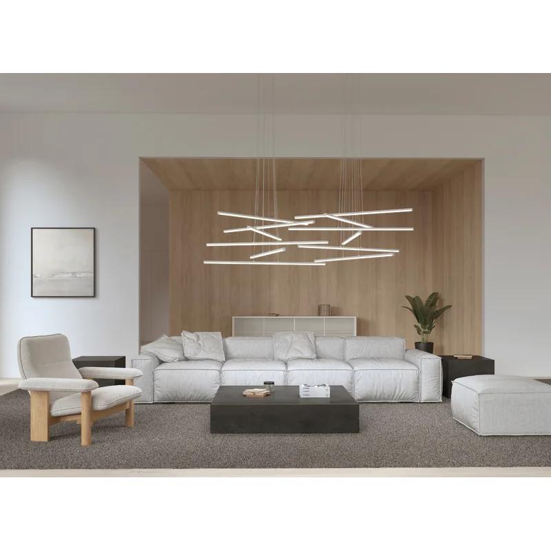 Sleek Satin Aluminum 40" LED Linear Chandelier - Indoor/Outdoor