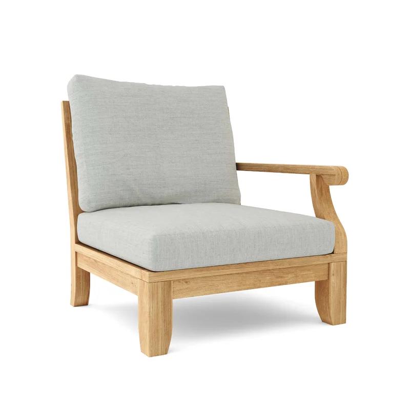 Riviera Luxe Teak Outdoor Deep Seating Lounge Chair with Sunbrella Cushions