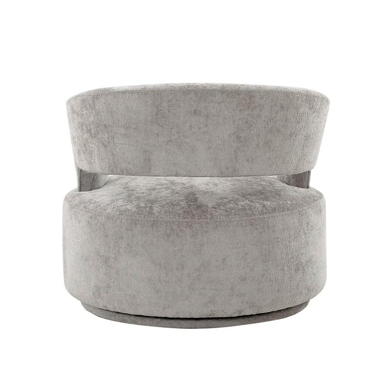 Piagia Luxe Silver Fabric Swivel Barrel Chair