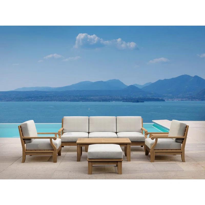 Riviera 5-Piece Teak Outdoor Conversation Set with Gray Cushions
