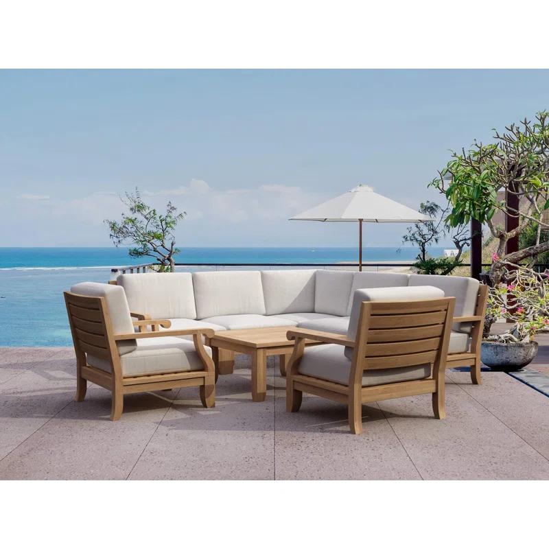 Riviera 8-Piece Teak Outdoor Conversation Set with Gray Cushions
