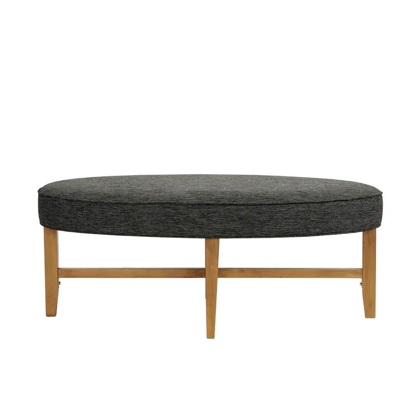 Elegant Kipling Dark Grey Oval Cocktail Ottoman with Antique Gold Base