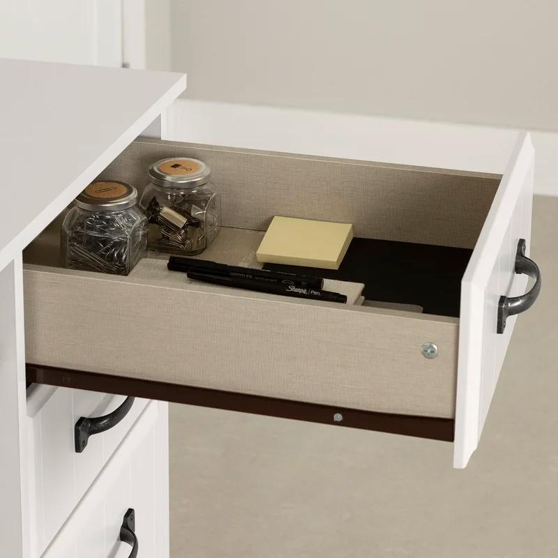 Farnel Pure White Ergonomic Computer Desk with File Storage