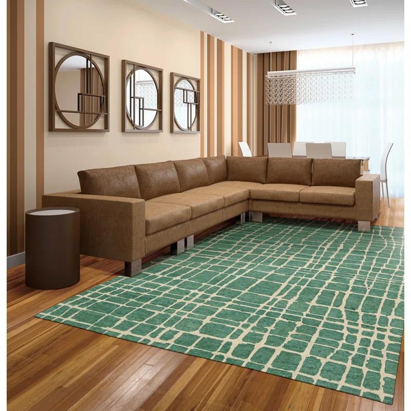 Nourison  Tahoe Modern Area Rug 7' 9" x 9' 9" 8' x 10' Indoor,Handmade Living Room,Bedroom,Dining Room Green Rectangle