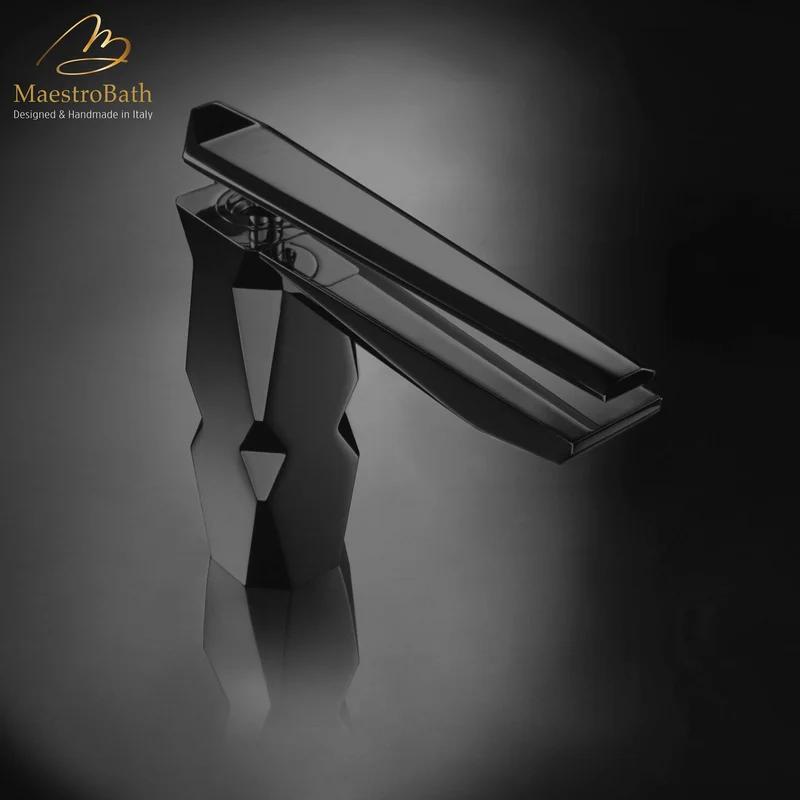 Ikon Luxury Spanish Black Chrome Geometric Bathroom Faucet