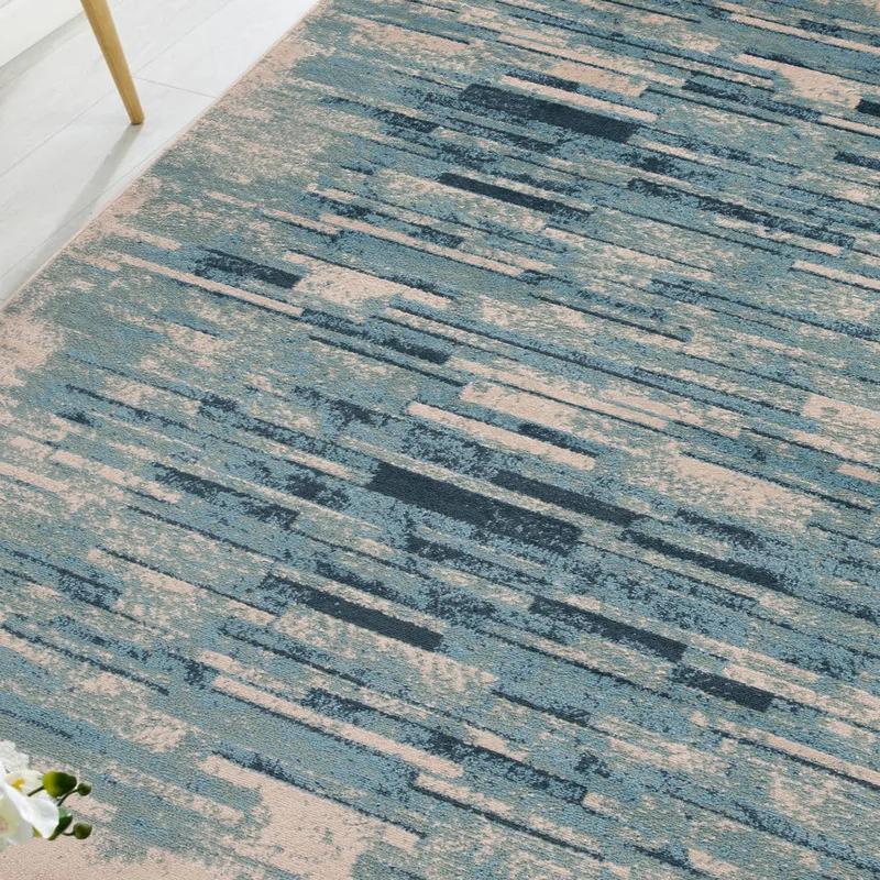 Culver Washed Brick Blue Abstract 4'x6' Synthetic Area Rug